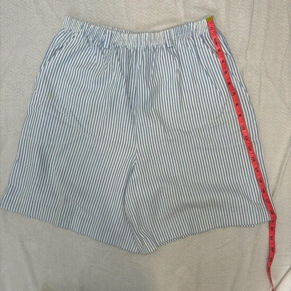 Vintage blair‎ womens walking shorts striped Blue cotton Sz Medium pull on 80s